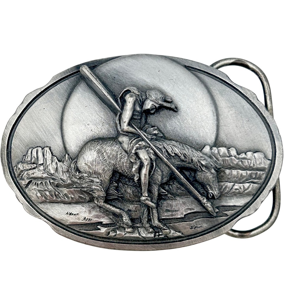 Vintage 1989 Arroyo Grande End of the Trail Belt Buckle USA Made AG 38 Pewter